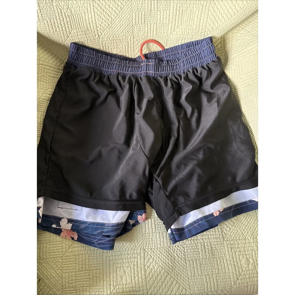 Slunks Men's M Blue Floral Pulse Volleyball Club Athletic Shorts: Floral